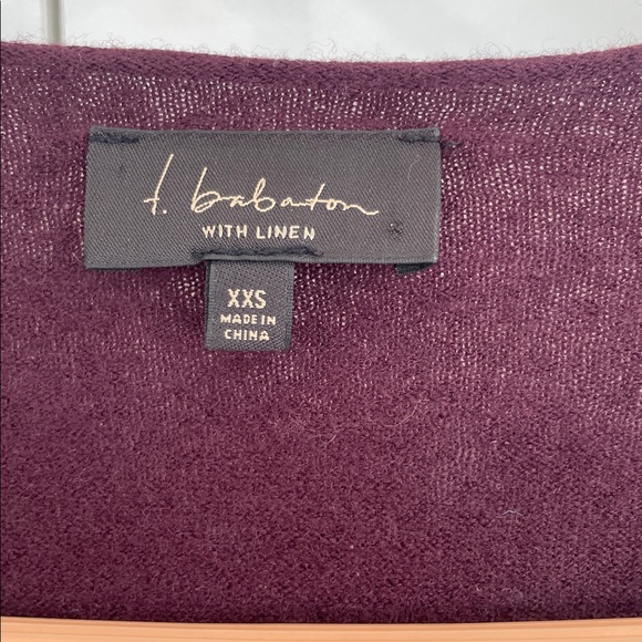 😊 _Babaton Wool Linen Blend V-Neck Sweater - Deep Burgundy  • Size Small - Picture 12 of 15